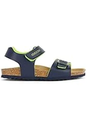 Geox J Ghita Boy B, Sandalia, Azul Marino, Amarillo Fluorescente, 29 EU