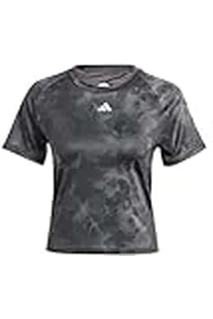 adidas Mujer Train Essentials AOP Flower Tie-Dye tee, Grey Five/Carbon, L