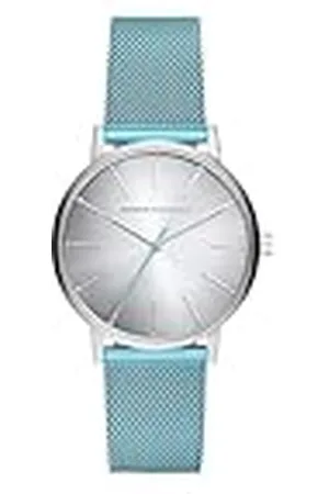 Armani Exchange Reloj Análogico-Digital para Mujer de Automático con Correa en Poliéster, Azul