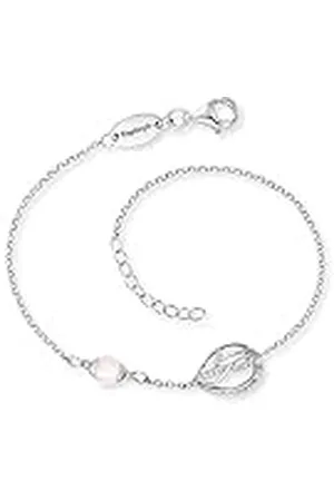 Engelsrufer Pulsera para mujer de 925 con flores de la vida y las lágrimas del cielo y cuarzo rosa, ERB-LILLOTUS-ZI, 19cm, de ley, Cubic Zirconia