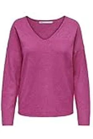 ONLY Sólo Mujeres Suéter de Punto Estructurado Cuello en V Jersey Holgado Manga Larga Camiseta ONLRICA Vida, Color: , Talla:M