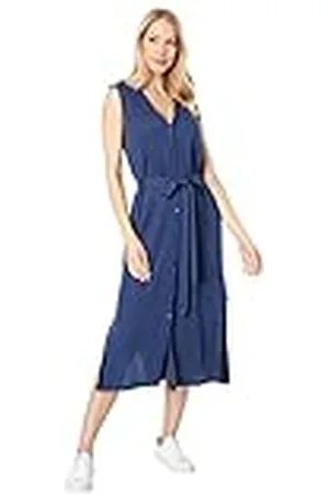 ECOALF Vestido Mujer Sungloweralf, de Lino, con Cuello Pico, Vestido sin Mangas, Transpirable y Cómodo, Vestido Largo, Long Dress, Talla S, Color