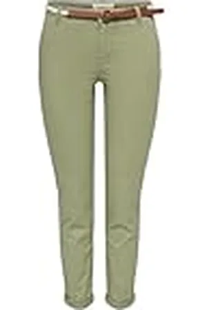 ONLY Onlbiana Cotton Belt Chino CC Pnt Pantalones, Verde Claro, 36W / 32L Mujeres