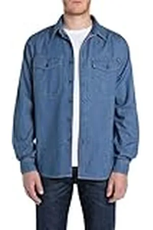 Replay M4124 Camisa, 009 Azul Medio, S Hombres