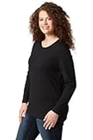 Ulla Popken Camiseta Básica, Cuello Redondo, Ajustada, Manga Larga, Camiseta para Mujer, (Schwarz), 58-60