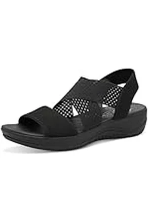 Jana Softline 8-28768-42 001 Black Sandalia Plana Cómodo Calzado Diario múltiple Festivo Elegante, Mujer, , 42 EU Ancho