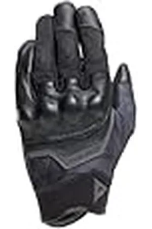 Dainese Guantes Ermex, Guantes de Verano para Moto, Transpirables con Inserciones de Malla, Protectores Rígidos en Nudillos, Refuerzos de Piel, Pantalla Táctil, Negro y Antracita, Talla M