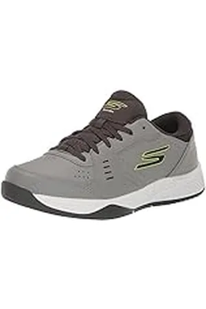 Skechers Viper Court Smash-Athletic - Tenis de Pickleball para Hombre, para Interiores y Exteriores, Ajuste Relajado, Gris/Lima, 42.5 EU