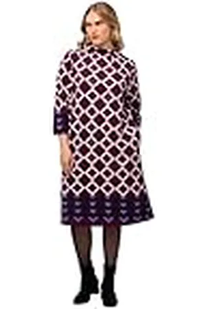 Ulla Popken Vestido de Sudadera con Cuello Alto gráfico, , 48-50 para Mujer