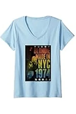 Blond Amsterdam Mujer Rainbow Made in NYC 1974 Vintage Band Camiseta Cuello V