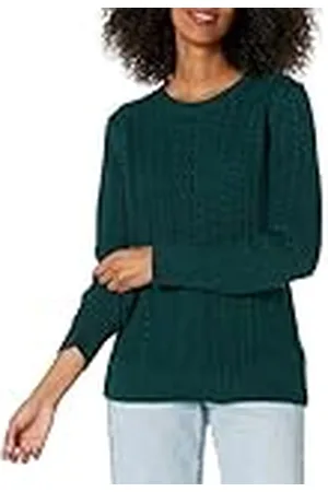 Amazon Jersey de Cuello Redondo y Manga Larga en Punto Trenzado con Ochos (Disponible en Tallas Grandes) Mujer, , XL
