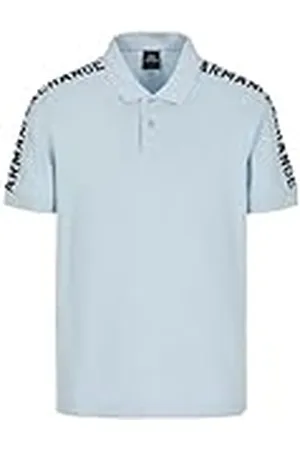 Armani Exchange Short Sleeve Jacquard Logo Polo, Azul Celestial, XS Hombres