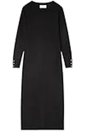 Springfield Vestido Midi viscoso con Botones metálicos en los puños y Abertura Punto, , M para Mujer