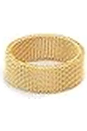 SINGULARU Anillo Mesh. Acero con Acabado en Baño de 18Kt. Anillo Ancho y Maxi con Altura de 8 mm y Grosor de 1.9 mm. Joyas para Mujer. Talla 10