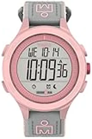 Timex Ironman - Reloj para Mujer de 42 mm, Correa de Tela elástica Gris, Esfera Digital, Caja Rosa TW5M64200
