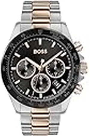 HUGO BOSS Reloj Cronógrafo de Cuarzo para Hombre de 43 mm Colección HERO con Pulsera de Acero Inoxidable de Eslabones o Malla, Función de Fecha, 3 Sub-Diales, Resistente al Agua hasta 5ATM