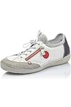 Rieker Mujer Zapatos con Cordones 52563, señora Calzado cómodo,Zapatos Bajos y cómodos,Cordones,Blanco (Weiss Kombi / 40),42 EU / 8 UK