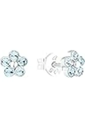 Amor Pendientes de plata de ley 925 pendientes de los niños de niña, con cristal de vidrio, 0,5 cm, plata, flor, Viene en caja de regalo de joyería