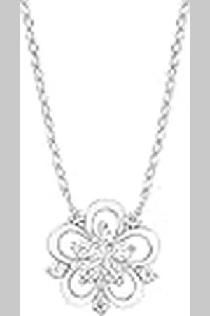 Amor Collar con colgante Collar de plata de ley 925 para señora, con sintetizador de circonitas cúbicas, 42+3 cm, plata, flor, Se entrega en caja de regalo de joyería