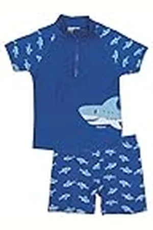 Playshoes Shark UV Protection Bath Set Traje De Baño, Azul (Original), 74-80 para Niños