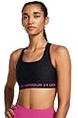 Under Armour Crossback Mid Solid Sujetador de deporte con espalda cruzada, ligero sujetador de niña para correr, color gris /celeste