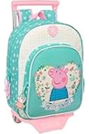 Safta PEPPA PIG PRETTY FLOWERS - Mochila Infantil con Carro 705, Ideal para Niños de Diferentes Edades, Cómoda y Versátil, Calidad y Resistencia, 26x11x34 cm