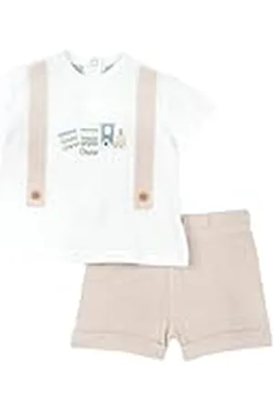 chicco Conjunto Bebé con Camiseta y Pantalones Cortos Elegantes, con Apertura en la Espalda con Botones, con Gráficos Modernos y a la Moda, de Algodón, Lavable en Lavadora, 0-24 Meses, Diseñado en Italia