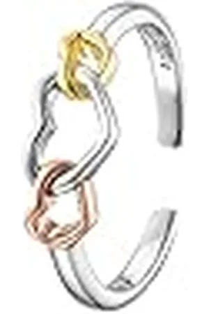Engelsrufer Anillo de plata de ley con amor para mujer, diseño de corazón tricolor, tamaño ajustable, ERR-WITHLOVE-03-TRI, talla única, Plata, Sin piedras preciosas