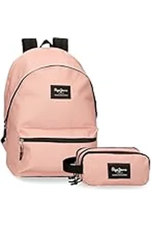 Pepe Jeans Aris Colorful Mochila + Estuche Escolar Portátil 15,6 Pulgadas Rosa 31x44x15 cms Poliéster 23,87L