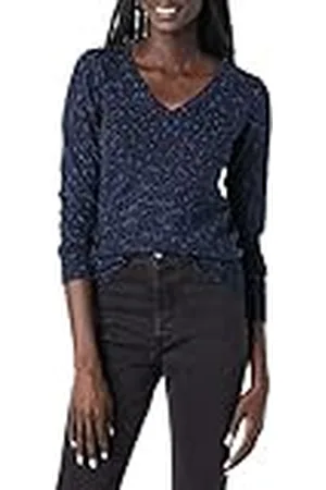 Amazon Jersey de Cuello en V, Manga Larga, Ligero y de Ajuste Clásico (Disponible en Tallas Grandes) Mujer, , XS
