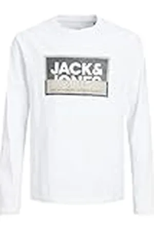 JACK & JONES JACK&JONES JCOLOGAN tee LS Crew Neck SS24 MNI, Camisa Manga Larga Niños, White