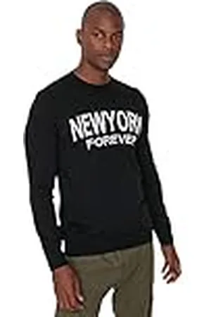 Trendyol Suéter Ajustado Liso con Cuello Redondo Sudadera, , XL para Hombre