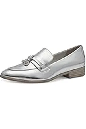 Marco Tozzi 2-24308-42-Pantuflas, Forro Interior Suave, Vegano, Mocasín Mujer, Plata, 37 EU