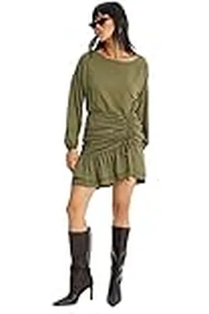 Trendyol Vestido Tejido con Cuello Redondo y Dobladillo con Volantes para Mujer, , 38