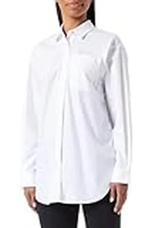 Kaffe Camiseta de Manga Larga para Mujer, diseño de Bolsillo Camisa, Blanco, 44