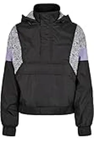 Urban classics Mujer AOP Mixed Pull Over Jacket Chaqueta, Negro/Cebra, XL