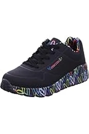 Skechers Uno Lite Lovely Luv, Zapatillas de Deporte, Negro (Black Synthetic Multi Trim), 32 EU