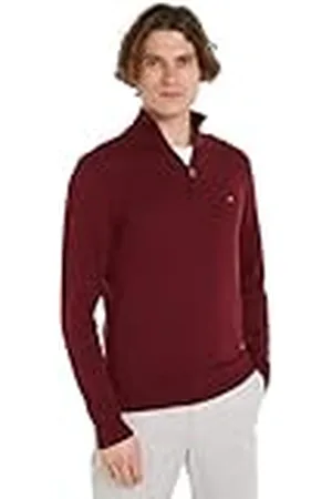 Tommy Hilfiger Jersey con Cremallera Hombre Mock Neck con Media Cremallera, Rojo (Deep Rouge), XXL