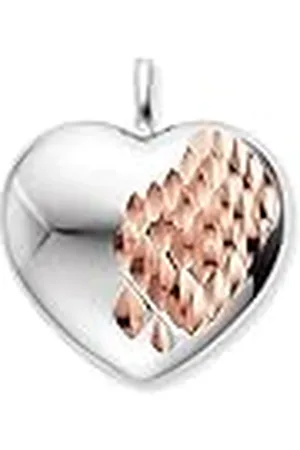 Engelsrufer Colgante de corazón para mujer de plata de ley en bicolor plata y oro rosa, colgante para abrir, grabable, sin níquel, 20 x 18,8 mm, Plata, No es una piedra preciosa