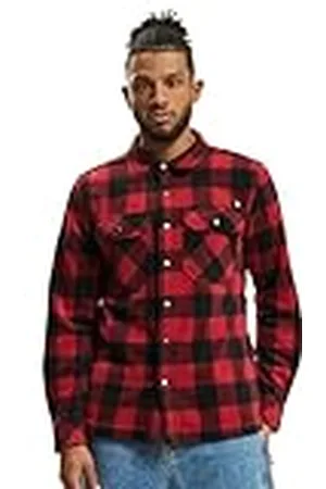 Brandit Jeff Fleece Shirt Long Sleeve, color: red/black, size: L