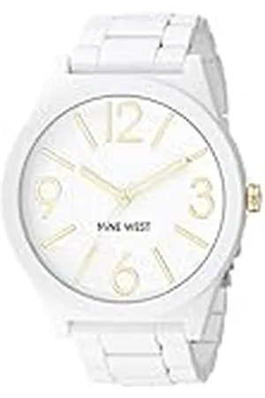 Nine West Reloj de pulsera de goma mate para mujer, NW/1678WTWT