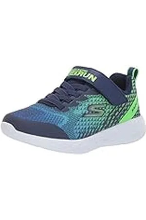 Skechers GO RUN 600 BAXTUX, Zapatillas Ligera, Perfecta para el Gimnasio y para el Recreo para Niños, Navy Mesh/ Navy Synthetic/ Lime Trim, 35 EU