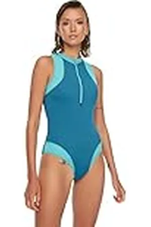 Trendyol Women Plain Zipper Detailed Knit Swimsuit baño, , 36 FR/ES (Talla de la Marca 34) para Mujer