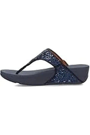 FitFlop Lulu Toe Post-Glitter, Sandalias de Punta Descubierta Mujer, Midnight Navy, 38 EU