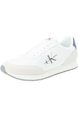 Calvin Klein Jeans Men RETRO RUNNER LOW MIX MTL, Bright White/Sapphire Blue, 44 EU