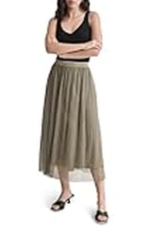 DKNY Logo Waist Band Plisse Mesh Skirt Falda, , S Mujeres