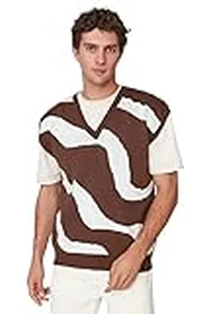 Trendyol Chaleco de suéter Tejido con Cuello en V estándar para Hombre, , XL