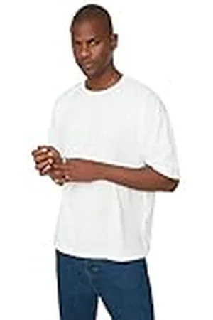 Trendyol Hombre Basic Oversize Estándar Cuello Redondo Camiseta Tejida Camisa, , XL