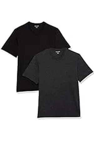Amazon Camiseta de manga corta, cuello de pico, corte recto (disponible en tallas grandes y largos especiales) Hombre, Pack de 2, , XL