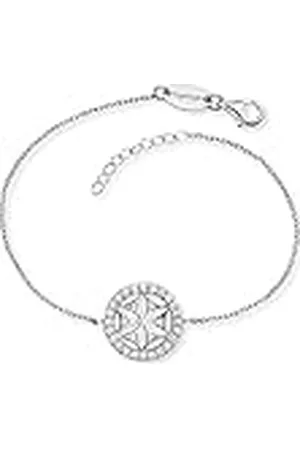 Engelsrufer Pulsera de mujer de 925 con flor de la vida y circonita blanca ERB-LILLIFL-ZI, 17+3cm, de ley, Cubic Zirconia